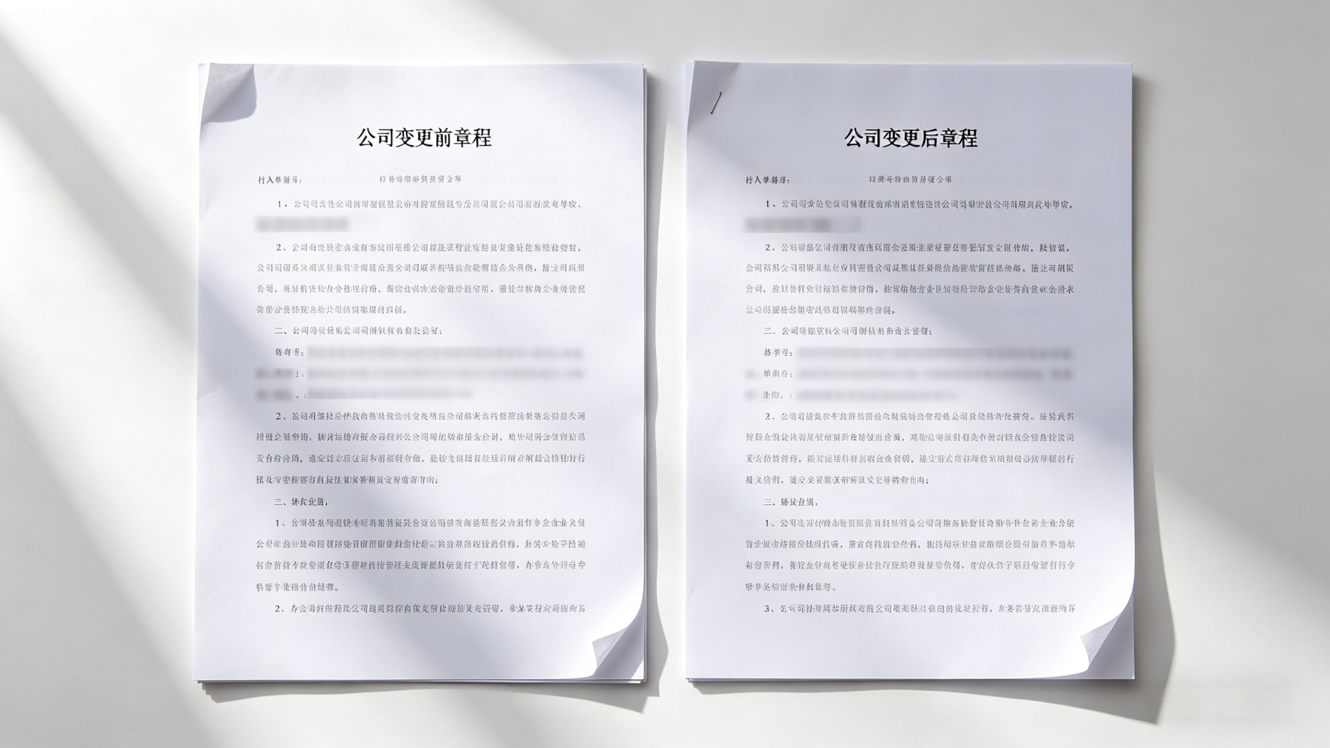 公司变更前后章程